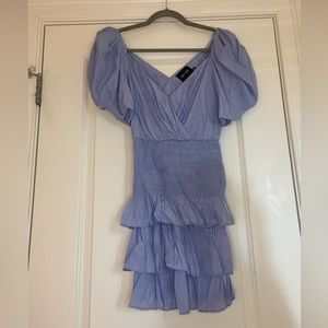 Puff sleeve, light blue sundress
